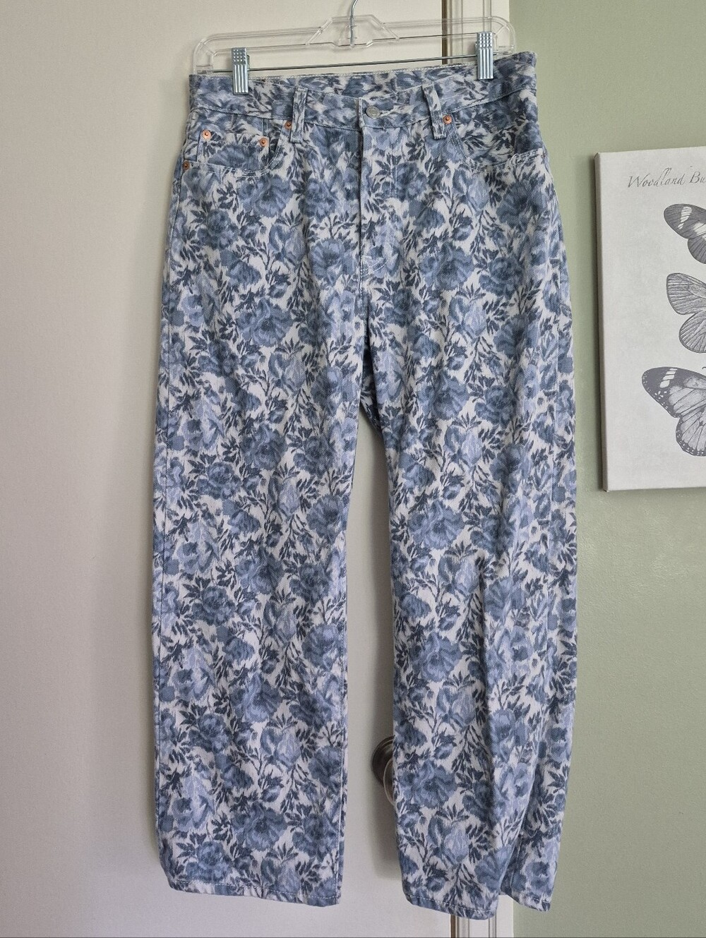 Levi's 501 Button-fly Floral Cropped Premium Denim, 29, LIKE NEW